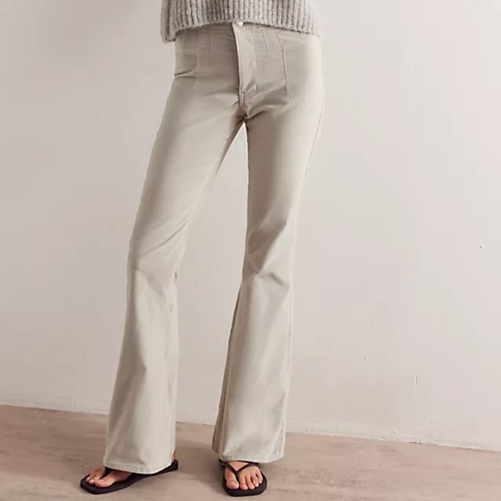 Free People || We The Free Jayde Cord Flare Jeans High Rise Stone Cream 32 NWT